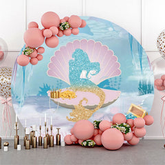 Lofaris Mermaid Shell Round Birthday Backdrop For Girl