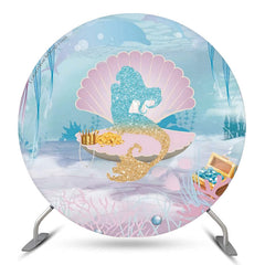 Lofaris Mermaid Shell Round Birthday Backdrop For Girl