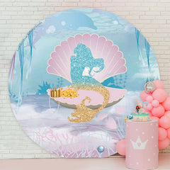 Lofaris Mermaid Shell Round Birthday Backdrop For Girl