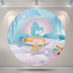 Lofaris Mermaid Shell Round Birthday Backdrop For Girl