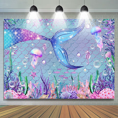 Lofaris Mermaid Starfish Jellyfish Baby Shower Backdrop