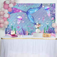 Lofaris Mermaid Starfish Jellyfish Baby Shower Backdrop