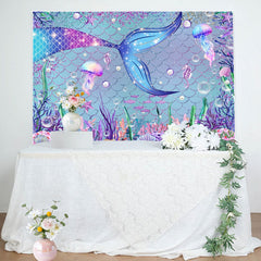 Lofaris Mermaid Starfish Jellyfish Baby Shower Backdrop