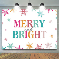 Lofaris Merry And Bright Colorful Snowflake Christmas Backdrop