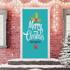 Lofaris Merry Christmas Everyone Green Simple Door Cover