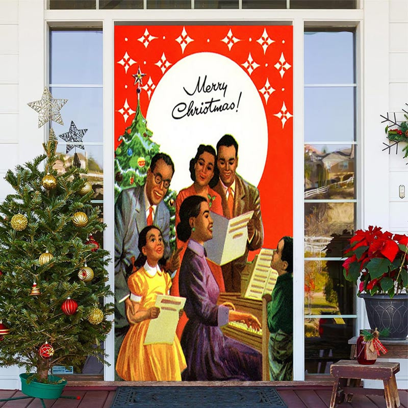 Lofaris Merry Christmas Family Singing Scenes Door Cover