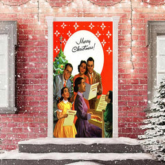 Lofaris Merry Christmas Family Singing Scenes Door Cover