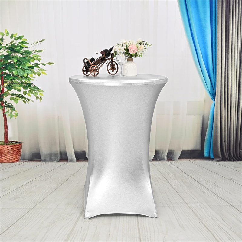 Lofaris Metallic Silver Spandex Highboy Cocktail Table Cover