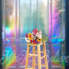 Lofaris Metallic Texture Rainbow Color Door Photo Backdrop