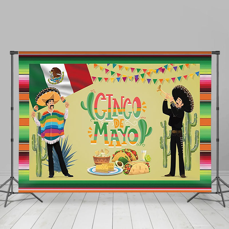 Lofaris Mexican Festival Green Fiesta Theme Party Backdrop