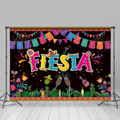 Lofaris Mexican Fiesta Floral Stripes Flags Party Backdrop