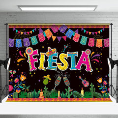 Lofaris Mexican Fiesta Floral Stripes Flags Party Backdrop