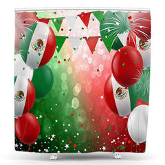 Lofaris Mexican Fiesta Green White Red Decor Shower Curtain