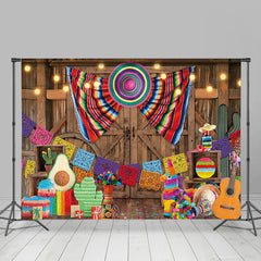 Lofaris Mexican Fiesta Rustic Wooden Mexico Backdrop for Party