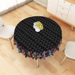 Lofaris Mexican Triangular Pattern Black Circle Tablecloth