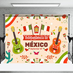 Lofaris Mexico Flag Guitar Celebrate Independencia Backdrop