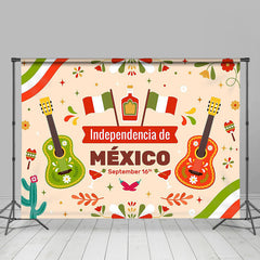 Lofaris Mexico Flag Guitar Celebrate Independencia Backdrop