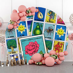 Lofaris Mexico Loteria Cards Themed Party Circle Backdrop