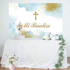 Lofaris Mi Bautizo Cross Cloud Glitter Boho Baptism Backdrop