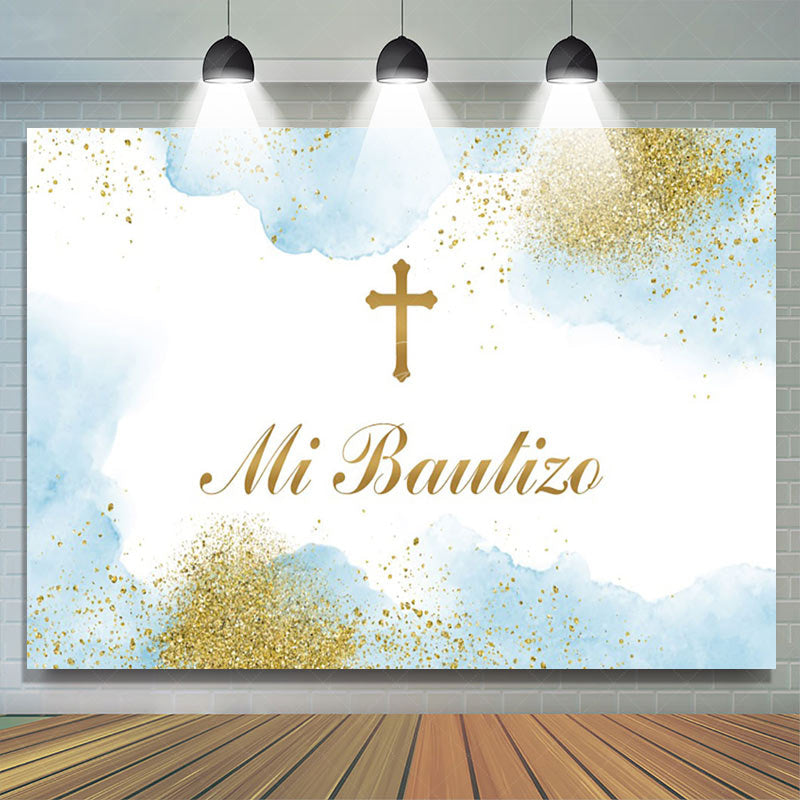 Lofaris Mi Bautizo Cross Cloud Glitter Boho Baptism Backdrop