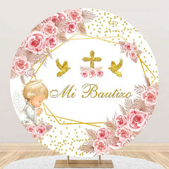 Lofaris Mi Bautizo White Floral Angel Baby Baptism Backdrop