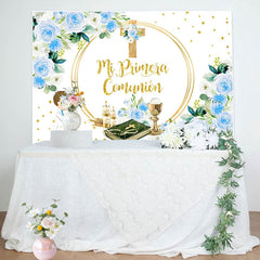 Lofaris Mi Primera Comunion Cross Flowers Baptism Backdrop