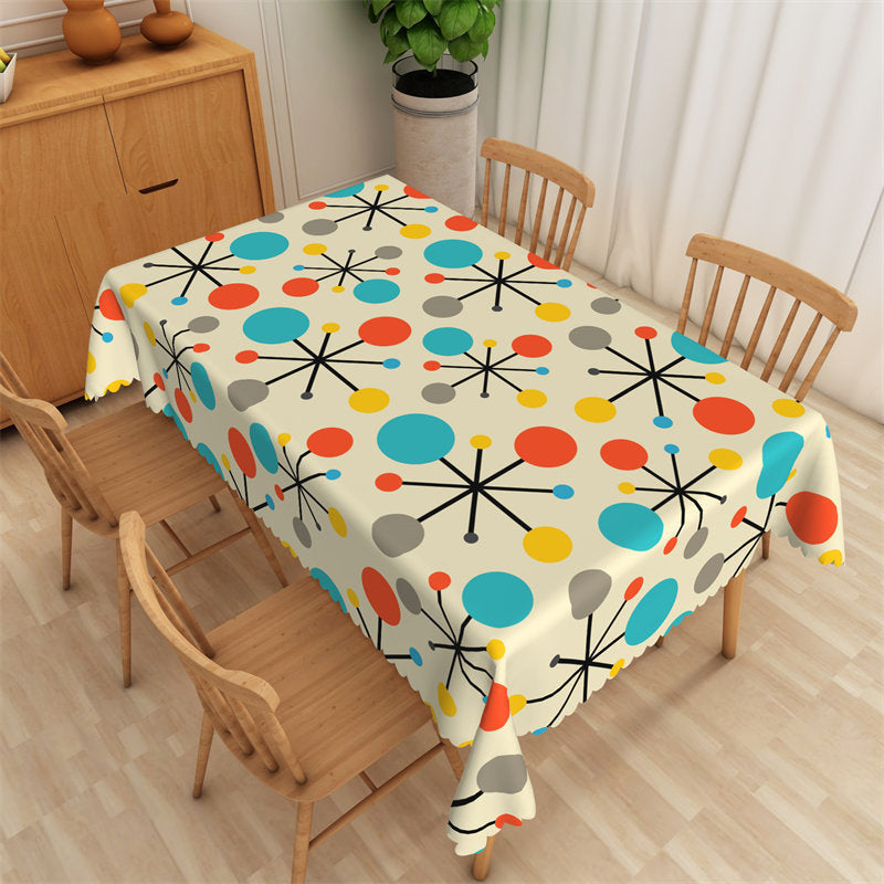 Lofaris Mid Century Modern Atomic Vintage Colors Tablecloth