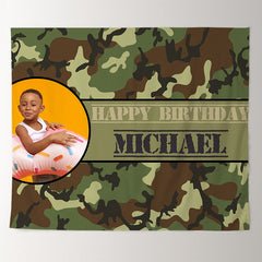 Lofaris Military Personalized Camo Birthday Party Backdrop