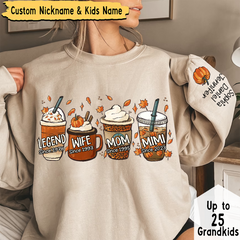 Lofaris Personalized Legend Wife Mom Grandma and Kids Fall Coffee CTH01 Sweatshirt