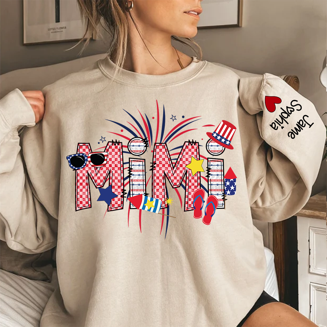 Lofaris Personalized Mimi Nana Grandma And Kids Fireworks Best Gift New Year CTH01 Sweatshirt