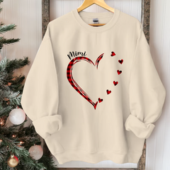 Lofaris Red Plaid Heart Gift For Mimi Custom Name Sweatshirt