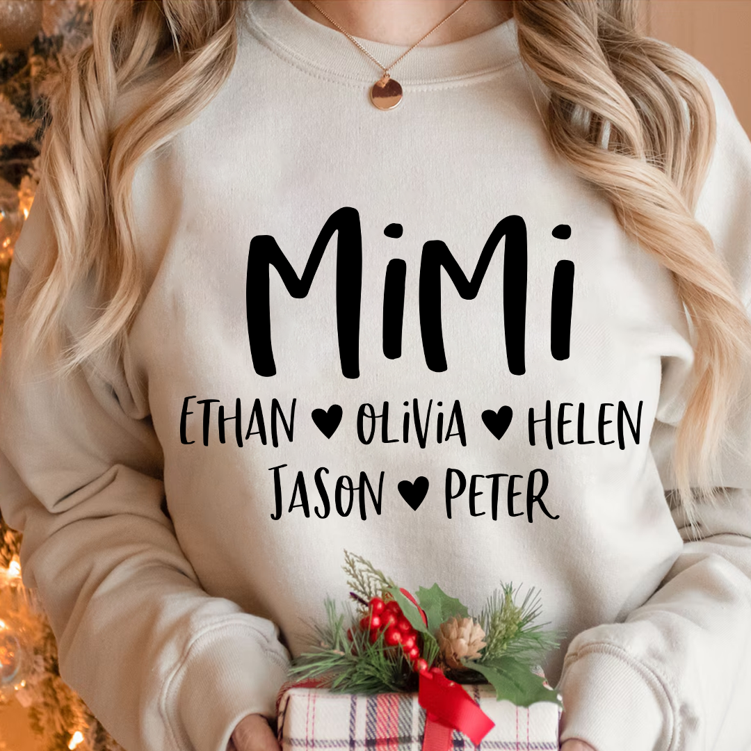 Lofaris Mimi And Kids Name Heart Personalized Sweatshirt