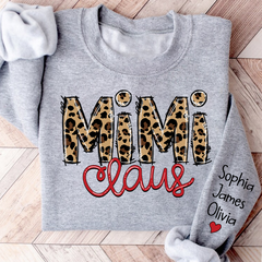 Lofaris Merry Christmas Mimi Claus Leopard Sweatshirt with Grandkids