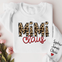 Lofaris Merry Christmas Mimi Claus Leopard Sweatshirt with Grandkids