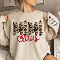 Lofaris Merry Christmas Mimi Claus Leopard Sweatshirt with Grandkids