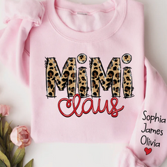 Lofaris Merry Christmas Mimi Claus Leopard Sweatshirt with Grandkids