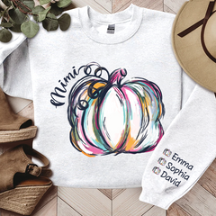 Lofaris Mimi Colorful Pumpkin Autumn Custom Name Sweatshirt