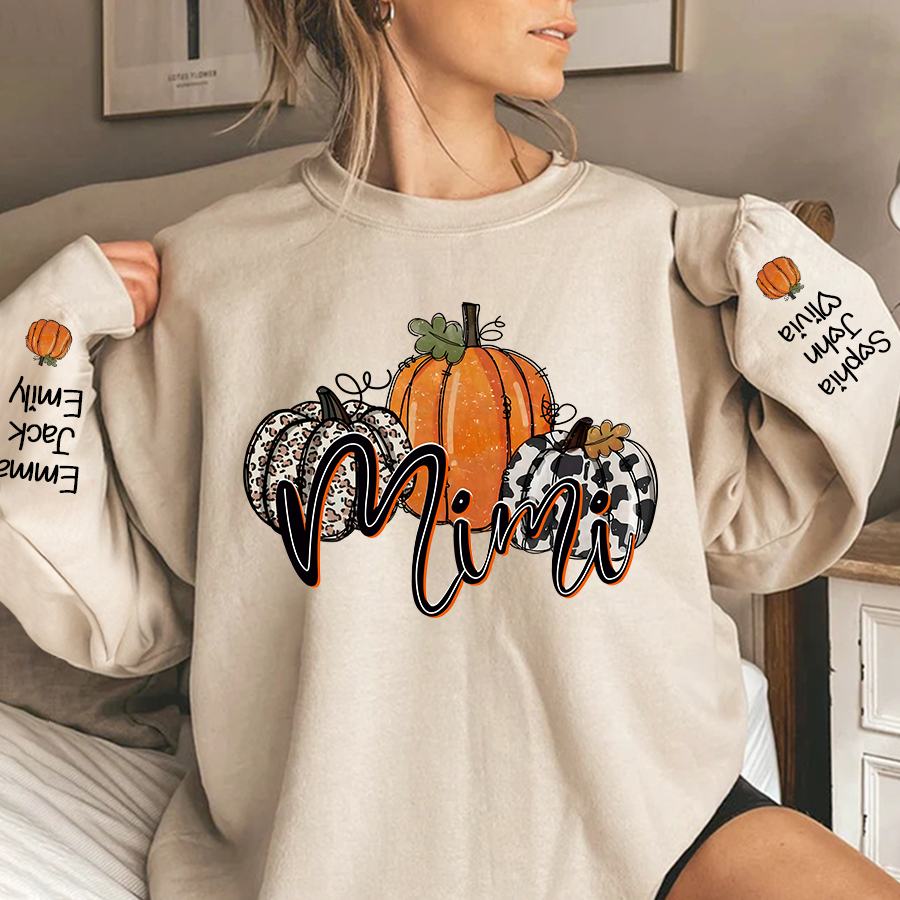 Lofaris Personalized Mimi Grandma Pumpkins Autumn And Grandkids CL01 Sweatshirt