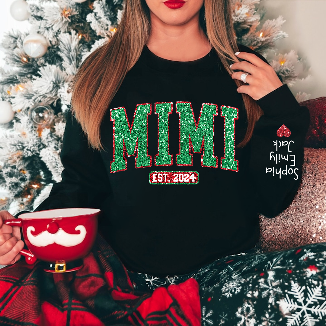 Lofaris Mimi Est Christmas Giltter Grandkids Custom Sweatshirt