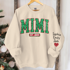 Lofaris Mimi Est Christmas Giltter Grandkids Custom Sweatshirt