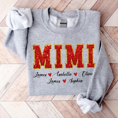 Lofaris Mimi Glitter Custom Name Grandma Gift Sweatshirt