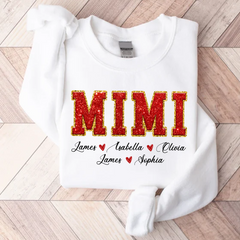 Lofaris Mimi Glitter Custom Name Grandma Gift Sweatshirt