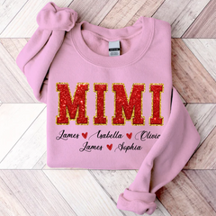 Lofaris Mimi Glitter Custom Name Grandma Gift Sweatshirt