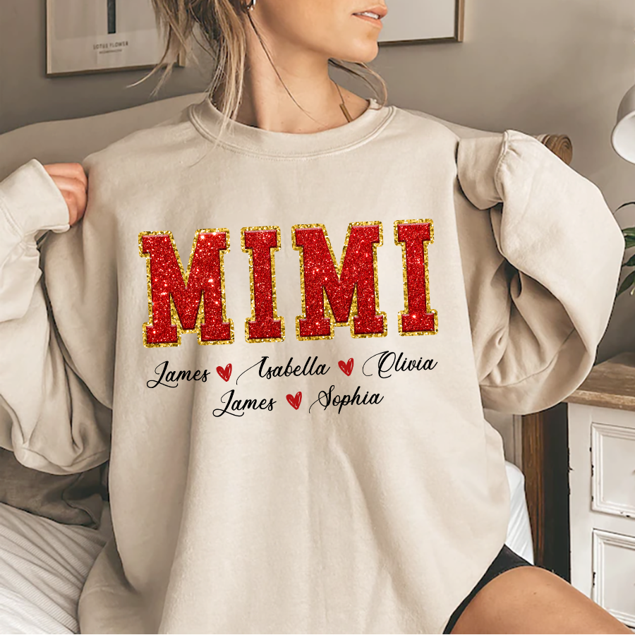 Lofaris Mimi Glitter Custom Name Grandma Gift Sweatshirt