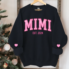 Lofaris Mimi Glitter Pink Embroidered Grandma Custom Sweatshirt