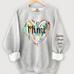 Lofaris Mimi Hearts Fall Autumn Color Clipart Grandkids Name Sweatshirt