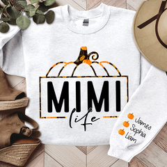 Lofaris Mimi Life Pumpkin Fall Autumn Sweatshirt Custom & Kids Grandma Gift TH