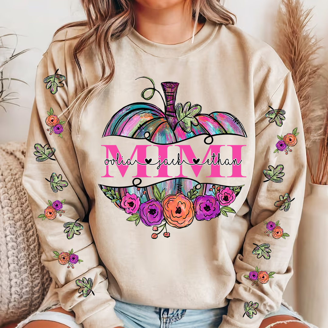 Lofaris Mimi Painted Pumpkin Floral Autumn Custom Sweatshirt