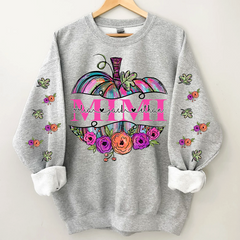 Lofaris Mimi Painted Pumpkin Floral Autumn Custom Sweatshirt