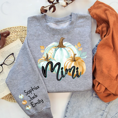 Lofaris Mimi Pumpkin And Grandkids Custom Grandma Sweatshirt